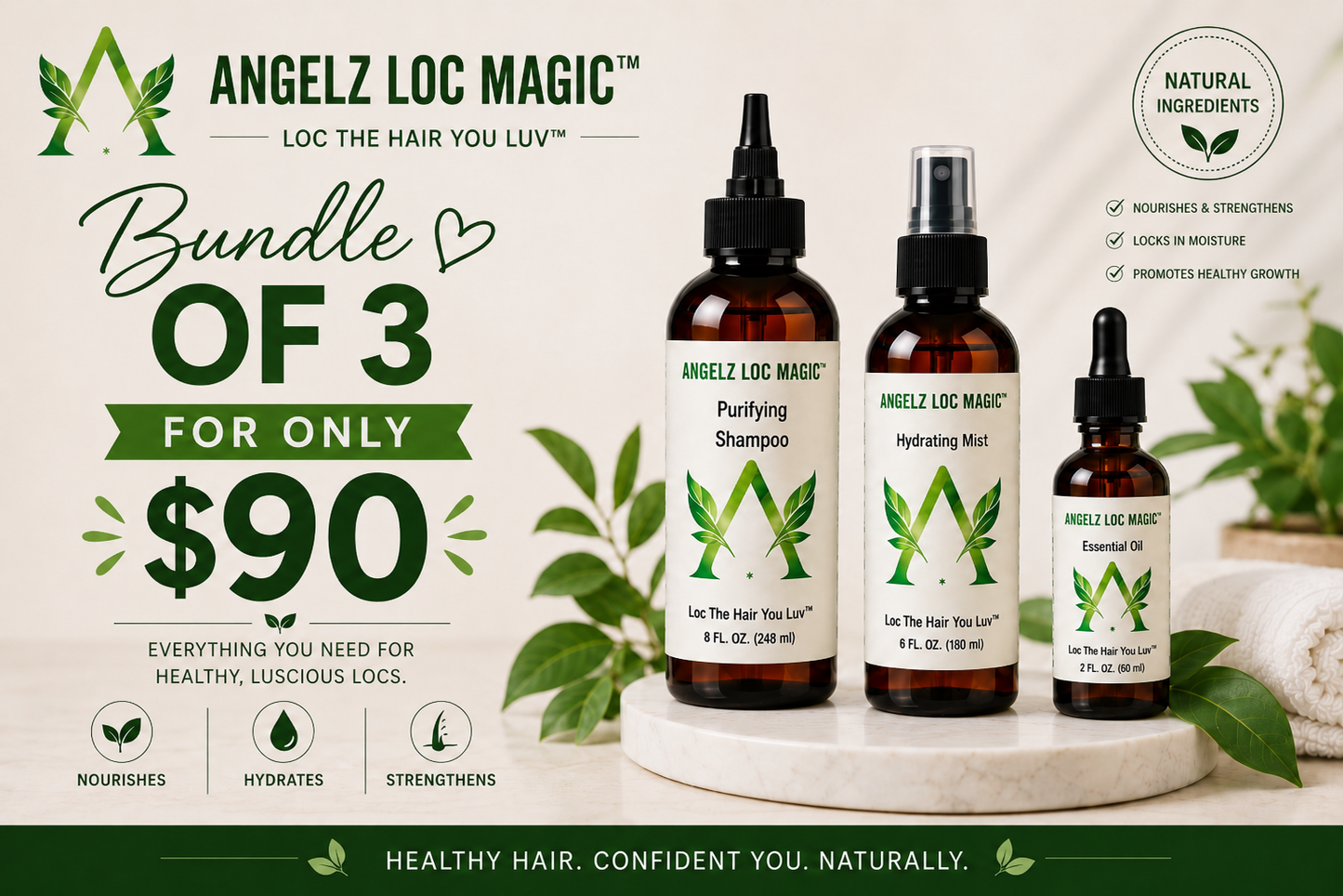 Angelz Loc Magic™ Complete Bundle of 3 (Purifying Shampoo)