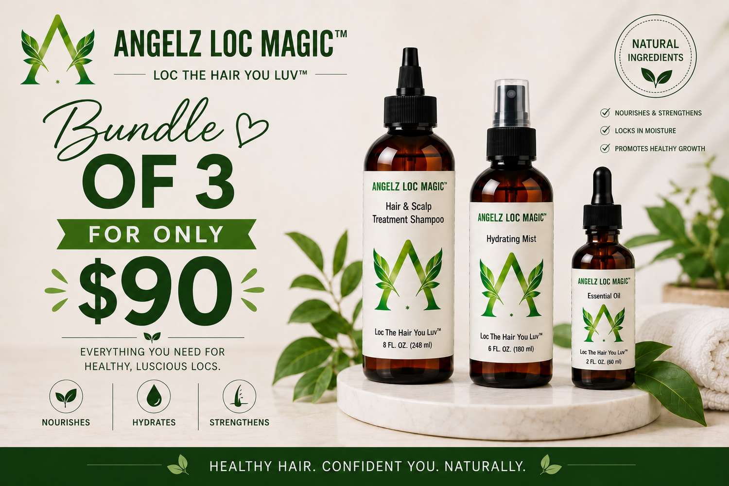 Angelz Loc Magic™ Complete Bundle of 3 (Hair and Scalp Treatment Shampoo)